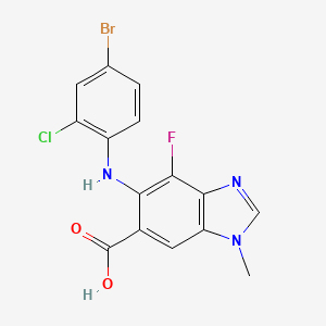 molecular formula C15H10BrClFN3O2 B1317276 5-((4-Bromo-2-chlorophenyl)amino)-4-fluoro-1-methyl-1H-benzo[d]imidazole-6-carboxylic acid CAS No. 606144-04-1