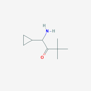 molecular formula C9H17NO B13172784 1-Amino-1-cyclopropyl-3,3-dimethylbutan-2-one 
