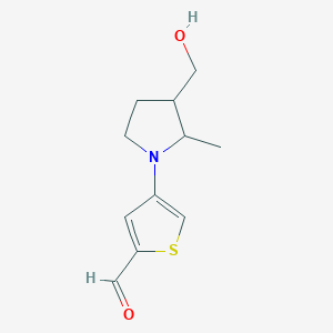 molecular formula C11H15NO2S B13172869 4-[3-(Hydroxymethyl)-2-methylpyrrolidin-1-yl]thiophene-2-carbaldehyde 