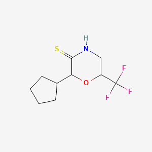 molecular formula C10H14F3NOS B13172933 2-Cyclopentyl-6-(trifluoromethyl)morpholine-3-thione 