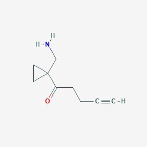 molecular formula C9H13NO B13173091 1-[1-(Aminomethyl)cyclopropyl]pent-4-yn-1-one 