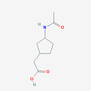 molecular formula C9H15NO3 B13173178 2-(3-Acetamidocyclopentyl)acetic acid 