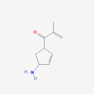molecular formula C9H13NO B13173205 1-(4-Aminocyclopent-2-en-1-yl)-2-methylprop-2-en-1-one 