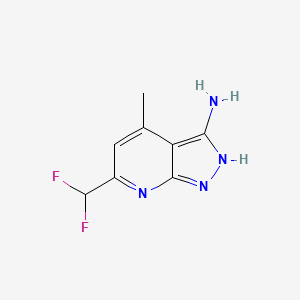 molecular formula C8H8F2N4 B1317350 6-(二氟甲基)-4-甲基-1H-吡唑并[3,4-b]吡啶-3-胺 CAS No. 925146-05-0