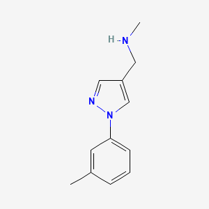 molecular formula C12H15N3 B1317355 N-methyl-1-[1-(3-methylphenyl)-1H-pyrazol-4-yl]methanamine 