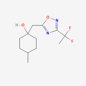 molecular formula C12H18F2N2O2 B13173663 1-{[3-(1,1-Difluoroethyl)-1,2,4-oxadiazol-5-yl]methyl}-4-methylcyclohexan-1-ol 