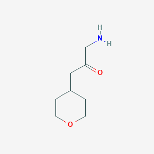 molecular formula C8H15NO2 B13173826 1-Amino-3-(oxan-4-yl)propan-2-one 