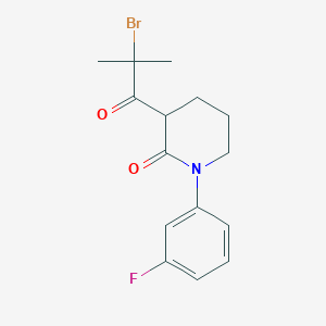 molecular formula C15H17BrFNO2 B13173889 3-(2-Bromo-2-methylpropanoyl)-1-(3-fluorophenyl)piperidin-2-one 