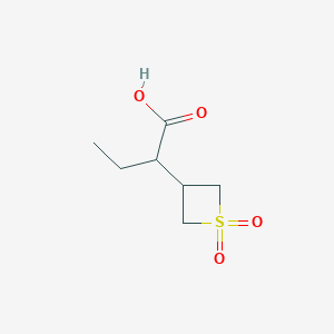 molecular formula C7H12O4S B13173974 2-(1,1-Dioxidothietan-3-yl)butanoic acid 