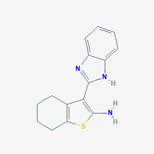 molecular formula C15H15N3S B131741 3-(1H-Benzoimidazol-2-yl)-4,5,6,7-tetrahydro-benzo[b]thiophen-2-ylamine CAS No. 143361-89-1