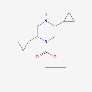 molecular formula C15H26N2O2 B13174247 Tert-butyl 2,5-dicyclopropylpiperazine-1-carboxylate 