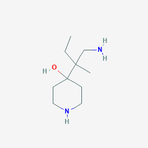 molecular formula C10H22N2O B13174426 4-(1-Amino-2-methylbutan-2-YL)piperidin-4-OL 
