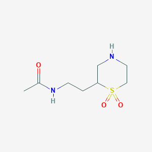 molecular formula C8H16N2O3S B13174571 N-[2-(1,1-Dioxo-1lambda6-thiomorpholin-2-yl)ethyl]acetamide 