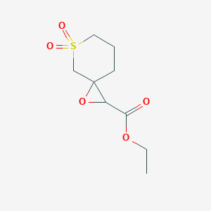 molecular formula C9H14O5S B13174602 Ethyl 1-oxa-5-thiaspiro[2.5]octane-2-carboxylate 5,5-dioxide 