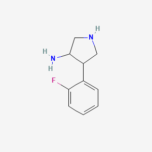 molecular formula C10H13FN2 B13174738 4-(2-Fluorophenyl)pyrrolidin-3-amine 