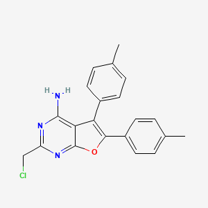 molecular formula C21H18ClN3O B13174760 2-(Chloromethyl)-5,6-bis(4-methylphenyl)furo[2,3-d]pyrimidin-4-amine 