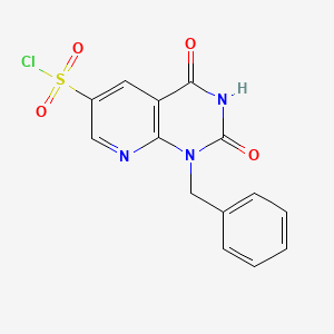 molecular formula C14H10ClN3O4S B13174774 1-Benzyl-2,4-dioxo-1,2,3,4-tetrahydropyrido[2,3-d]pyrimidine-6-sulfonyl chloride 