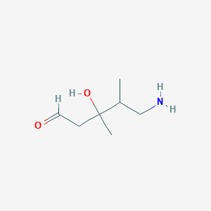 molecular formula C7H15NO2 B13174888 5-Amino-3-hydroxy-3,4-dimethylpentanal 