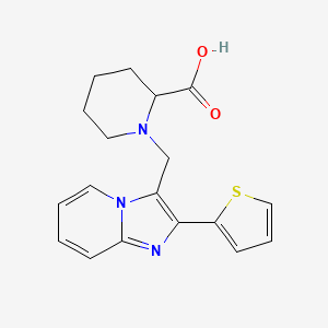 molecular formula C18H19N3O2S B1317493 1-(2-Thiophen-2-yl-imidazo[1,2-a]pyridin-3-ylmethyl)-piperidine-2-carboxylic acid CAS No. 1029106-99-7