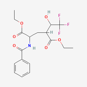 molecular formula C18H22F3NO6 B13174979 Diethyl 2-(benzoylamino)-4-(2,2,2-trifluoro-1-hydroxyethyl)pentanedioate 