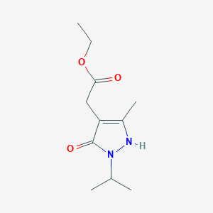 molecular formula C11H18N2O3 B13175030 Ethyl 2-[5-methyl-3-oxo-2-(propan-2-yl)-2,3-dihydro-1H-pyrazol-4-yl]acetate 