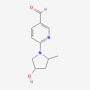 molecular formula C11H14N2O2 B13175033 6-(4-Hydroxy-2-methylpyrrolidin-1-yl)pyridine-3-carbaldehyde 