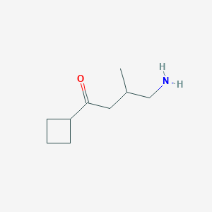 molecular formula C9H17NO B13175429 4-Amino-1-cyclobutyl-3-methylbutan-1-one 