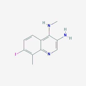 molecular formula C11H12IN3 B13175612 7-Iodo-N4,8-dimethylquinoline-3,4-diamine 