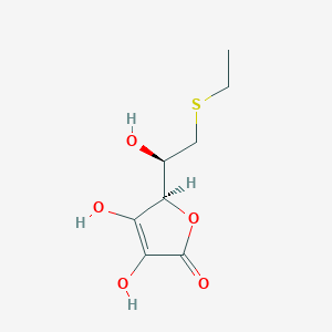 molecular formula C8H12O5S B13175615 (5R)-5-[(1R)-2-(Ethylsulfanyl)-1-hydroxyethyl]-3,4-dihydroxy-2,5-dihydrofuran-2-one 