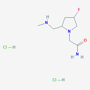 molecular formula C8H18Cl2FN3O B13175660 2-{4-Fluoro-2-[(methylamino)methyl]pyrrolidin-1-yl}acetamide dihydrochloride 