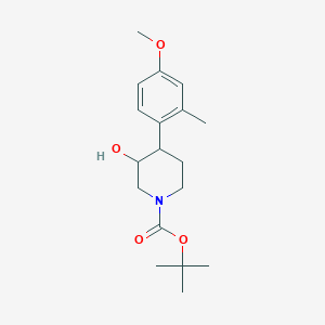 molecular formula C18H27NO4 B13175738 Tert-butyl 3-hydroxy-4-(4-methoxy-2-methylphenyl)piperidine-1-carboxylate 