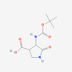 molecular formula C10H16N2O5 B13175864 4-{[(Tert-butoxy)carbonyl]amino}-5-oxopyrrolidine-3-carboxylic acid 