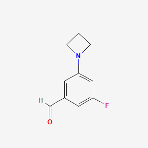 molecular formula C10H10FNO B13175894 3-(Azetidin-1-yl)-5-fluorobenzaldehyde 