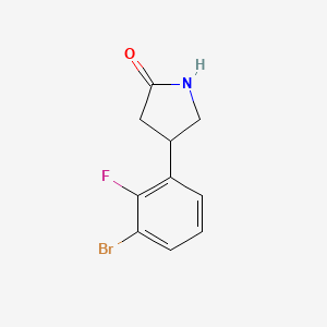 molecular formula C10H9BrFNO B13175969 4-(3-Bromo-2-fluorophenyl)pyrrolidin-2-one 