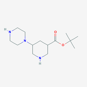 molecular formula C14H27N3O2 B13176032 tert-Butyl 5-(piperazin-1-yl)piperidine-3-carboxylate 