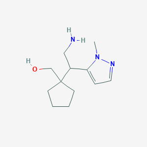 molecular formula C12H21N3O B13176211 {1-[2-amino-1-(1-methyl-1H-pyrazol-5-yl)ethyl]cyclopentyl}methanol 