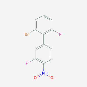 molecular formula C12H6BrF2NO2 B13176214 4-(2-Bromo-6-fluorophenyl)-2-fluoro-1-nitrobenzene 