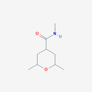 molecular formula C9H17NO2 B13176295 N,2,6-Trimethyloxane-4-carboxamide 