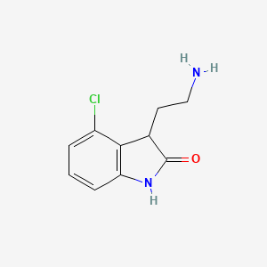 molecular formula C10H11ClN2O B13176619 3-(2-aminoethyl)-4-chloro-2,3-dihydro-1H-indol-2-one 
