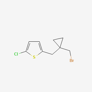 molecular formula C9H10BrClS B13176660 2-((1-(Bromomethyl)cyclopropyl)methyl)-5-chlorothiophene 