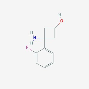 molecular formula C10H12FNO B13176860 3-Amino-3-(2-fluorophenyl)cyclobutan-1-ol 