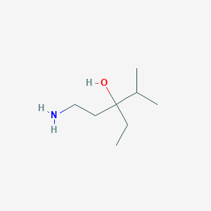 molecular formula C8H19NO B13176962 1-Amino-3-ethyl-4-methylpentan-3-ol 