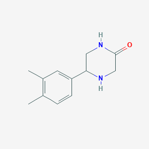 molecular formula C12H16N2O B13177447 5-(3,4-Dimethylphenyl)piperazin-2-one 