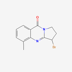 molecular formula C12H11BrN2O B13177589 3-bromo-5-methyl-1H,2H,3H,9H-pyrrolo[2,1-b]quinazolin-9-one 