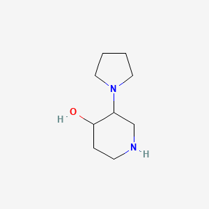molecular formula C9H18N2O B13177623 3-(Pyrrolidin-1-yl)piperidin-4-ol 