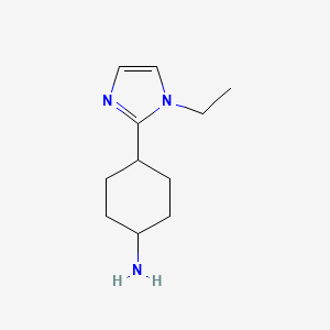 molecular formula C11H19N3 B13177766 4-(1-Ethyl-1H-imidazol-2-yl)cyclohexan-1-amine 