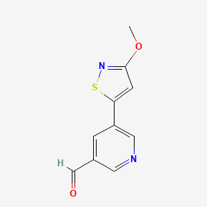 molecular formula C10H8N2O2S B13177893 5-(3-Methoxy-1,2-thiazol-5-yl)pyridine-3-carbaldehyde 