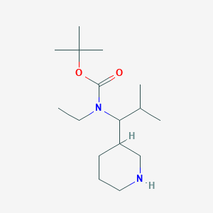 molecular formula C16H32N2O2 B13178053 tert-butyl N-ethyl-N-[2-methyl-1-(piperidin-3-yl)propyl]carbamate 