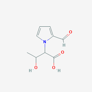molecular formula C9H11NO4 B13178080 2-(2-Formyl-1H-pyrrol-1-yl)-3-hydroxybutanoic acid 