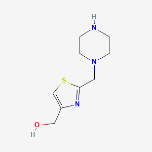 molecular formula C9H15N3OS B13178087 {2-[(Piperazin-1-yl)methyl]-1,3-thiazol-4-yl}methanol 